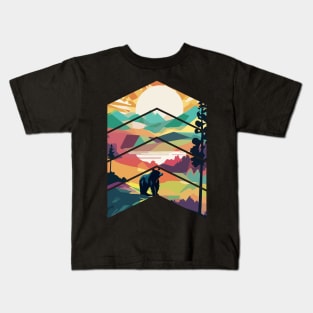 Bear and Mountain Landscape Kids T-Shirt